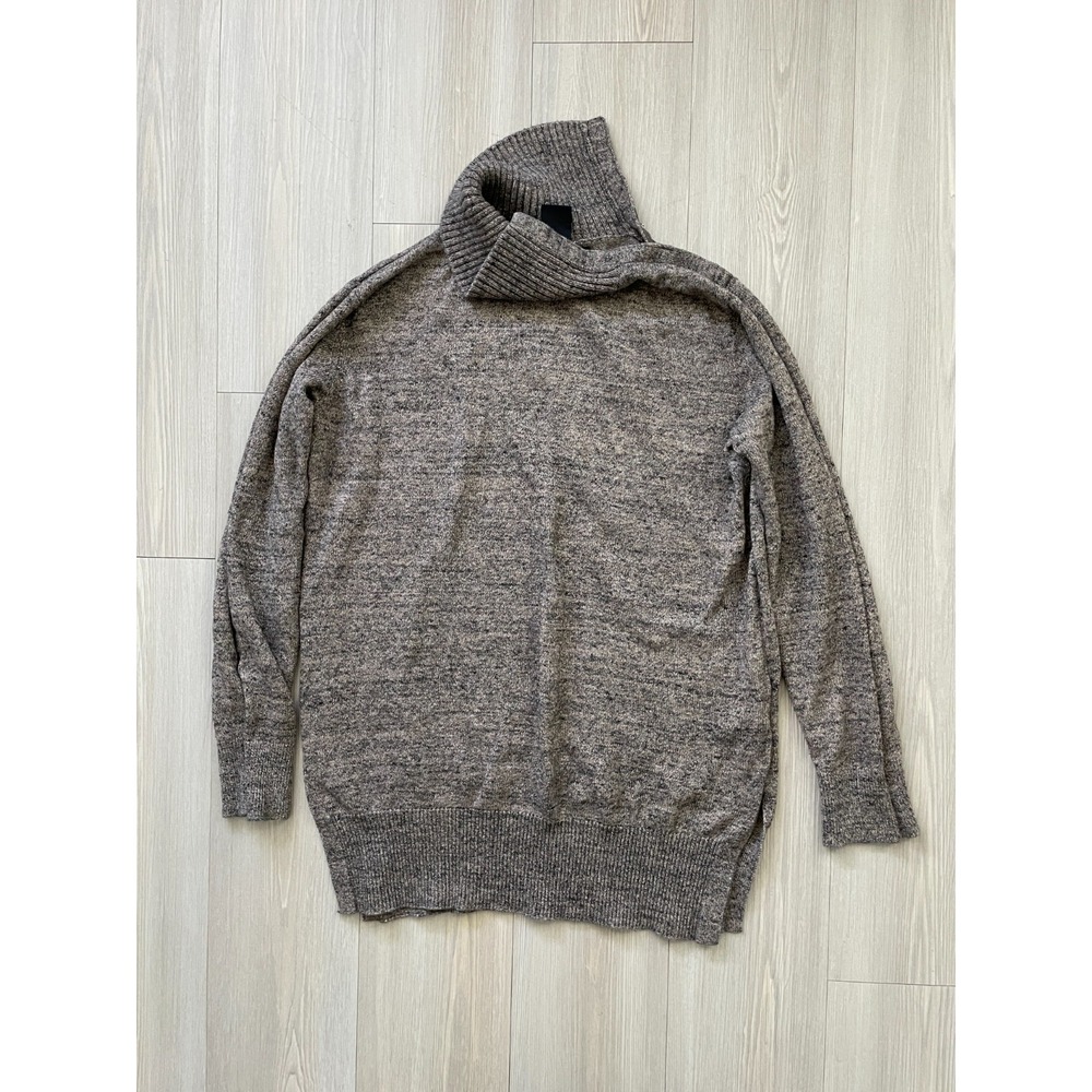 Gap Women's Marled Brown Snap Knit Turtleneck Sweater Shawlneck Sz M Fall Preppy